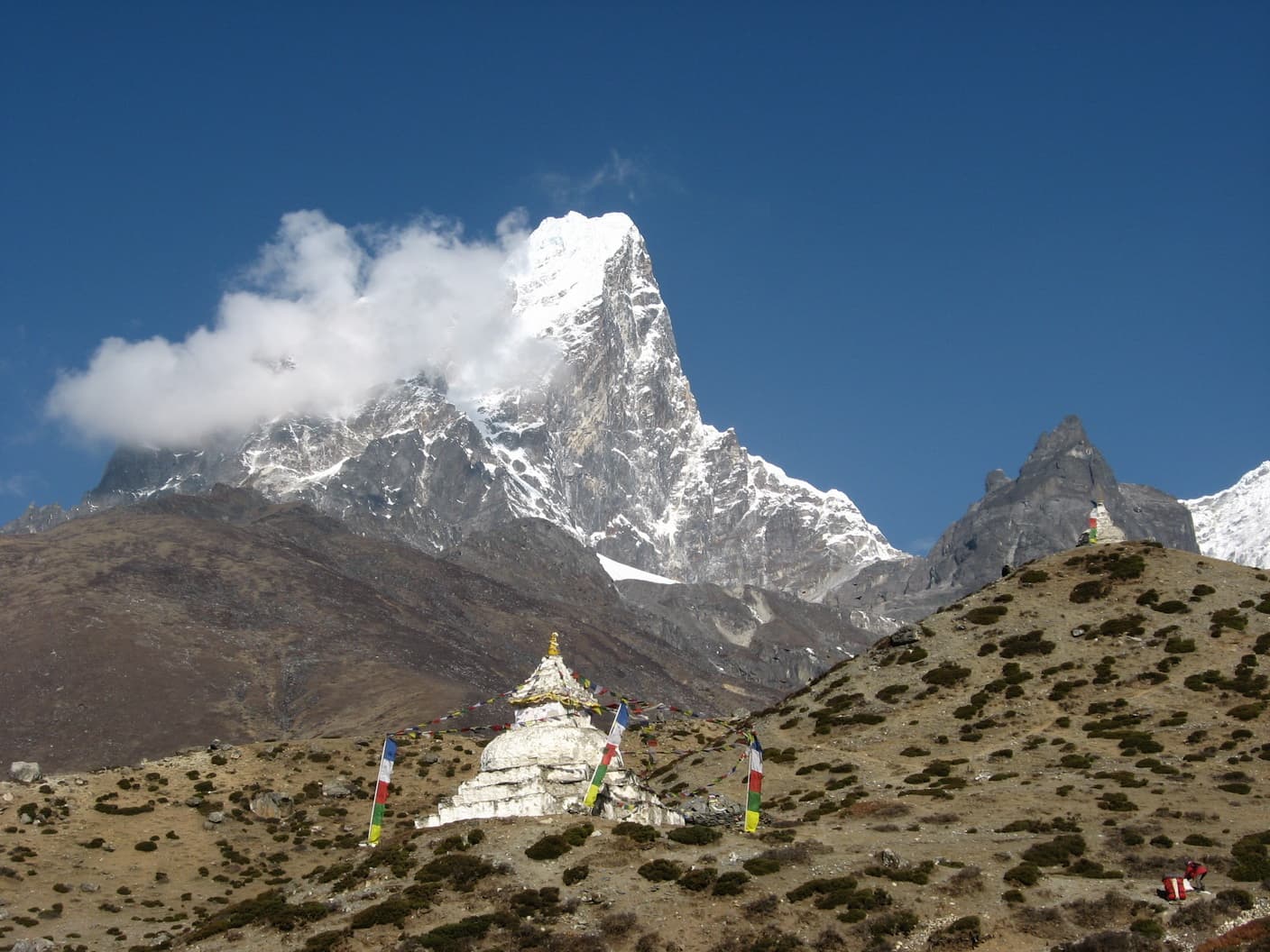 Stone-walled potato fields at Dingboche, no trees in sight