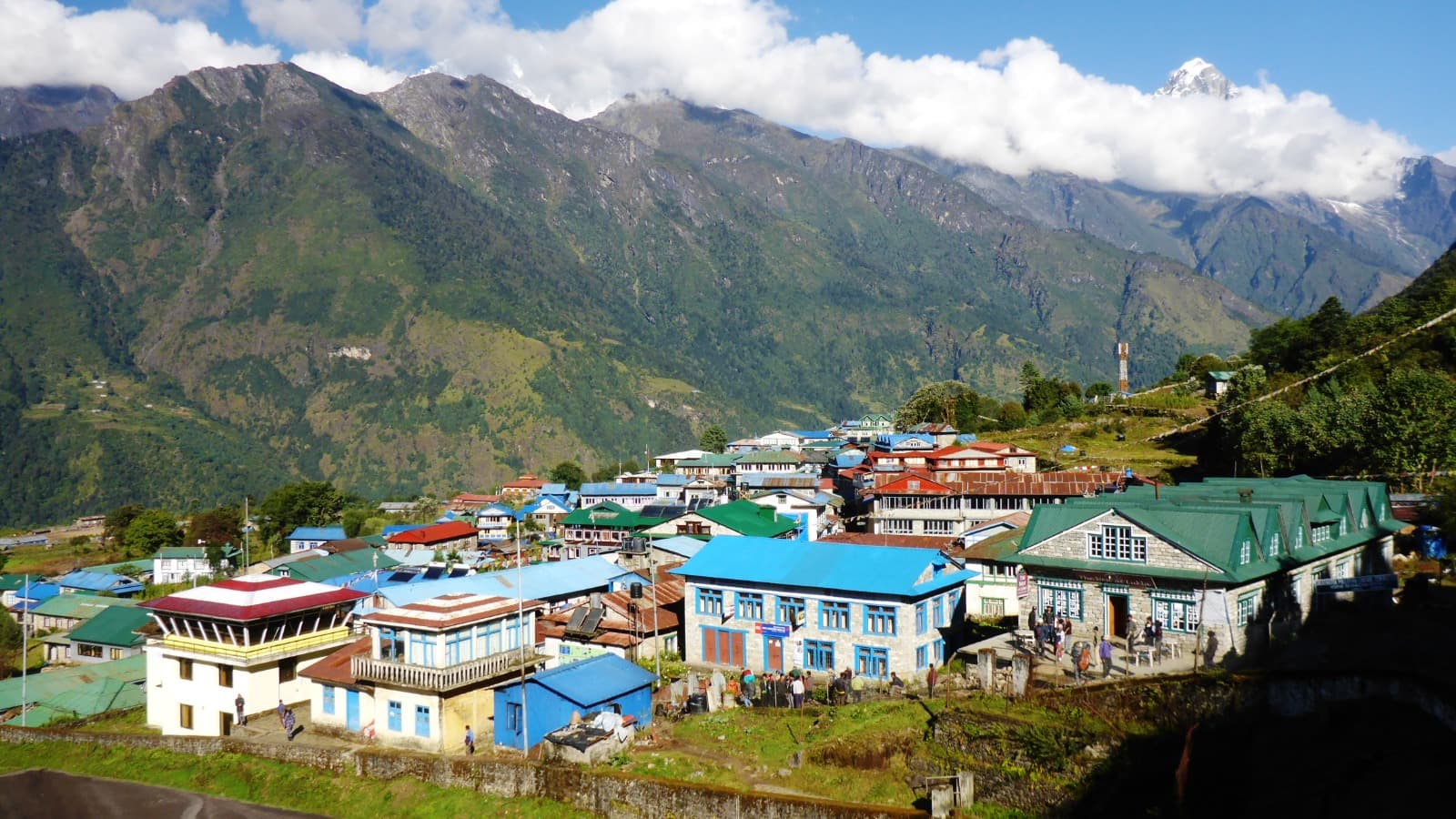 The sloping Lukla airstrip above the Dudh Koshi valley