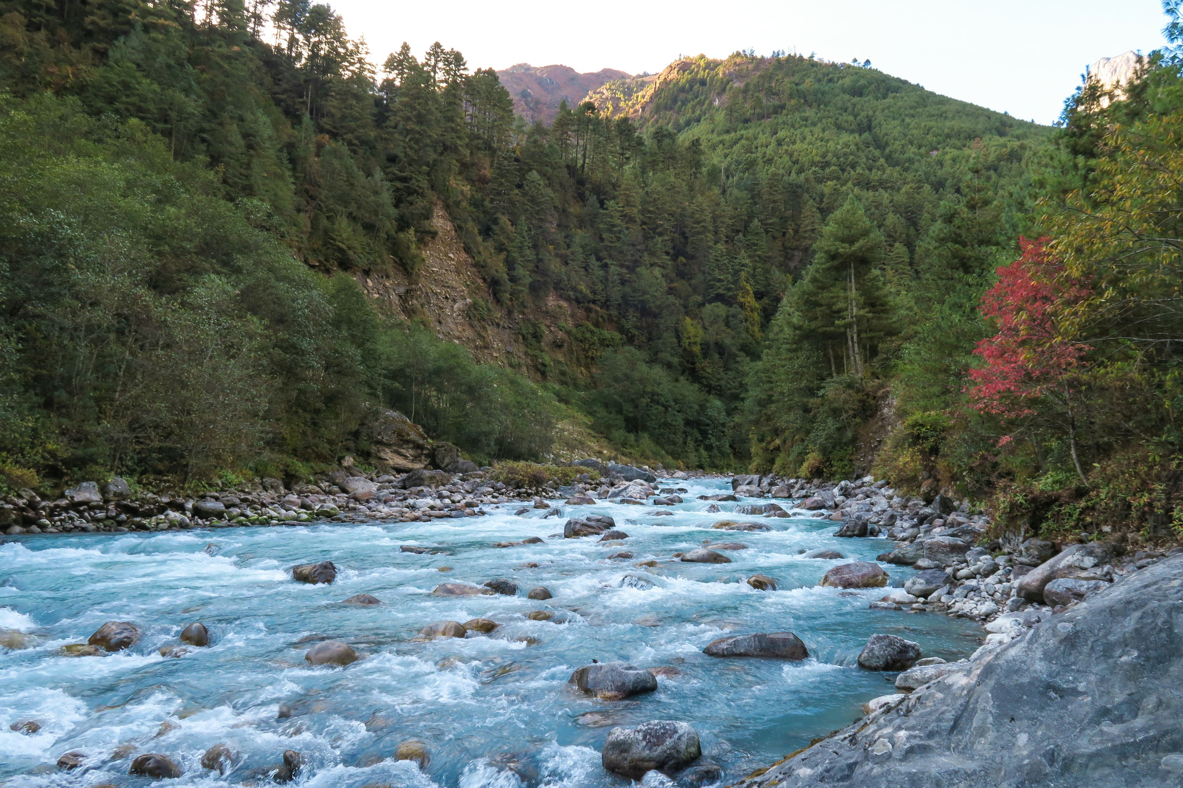 The sloping Lukla airstrip above the Dudh Koshi valley